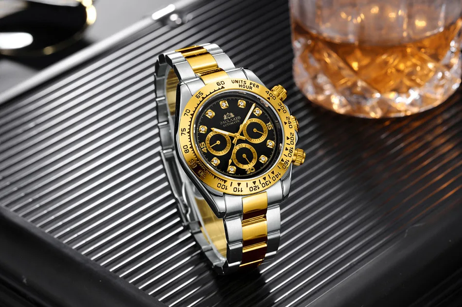 New Luxury Mechanical Wristwatches Top Brand Men Automatic Watches Male Steel Gold Diamonds Stone Fashion Sports Watch for Man