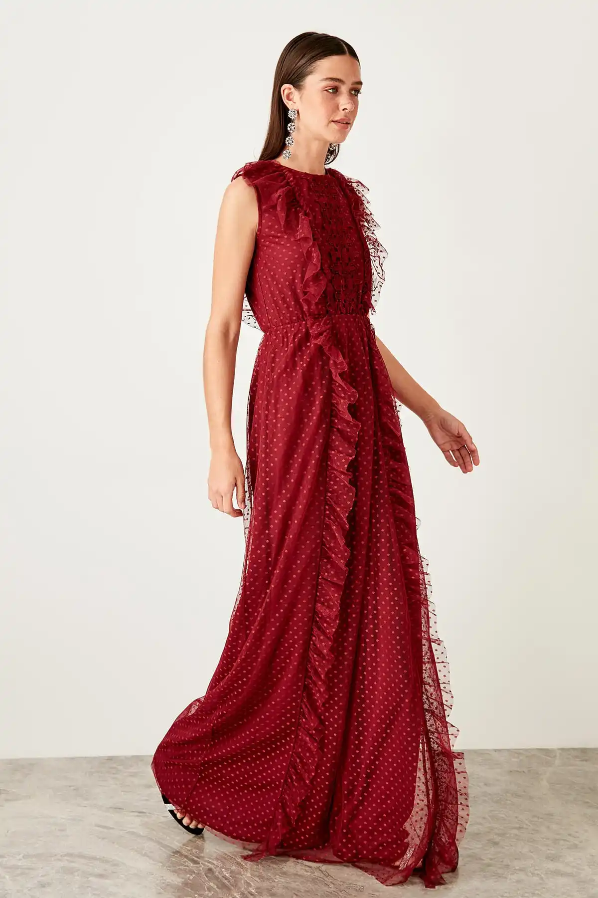 Trendyol в горошек Марлевое вечернее платье TPRSS19UT0163