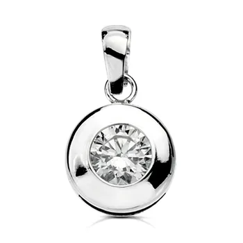 

Pendant 18k white gold circulate chatón cubic zirconia 5.5mm. [AB2865]