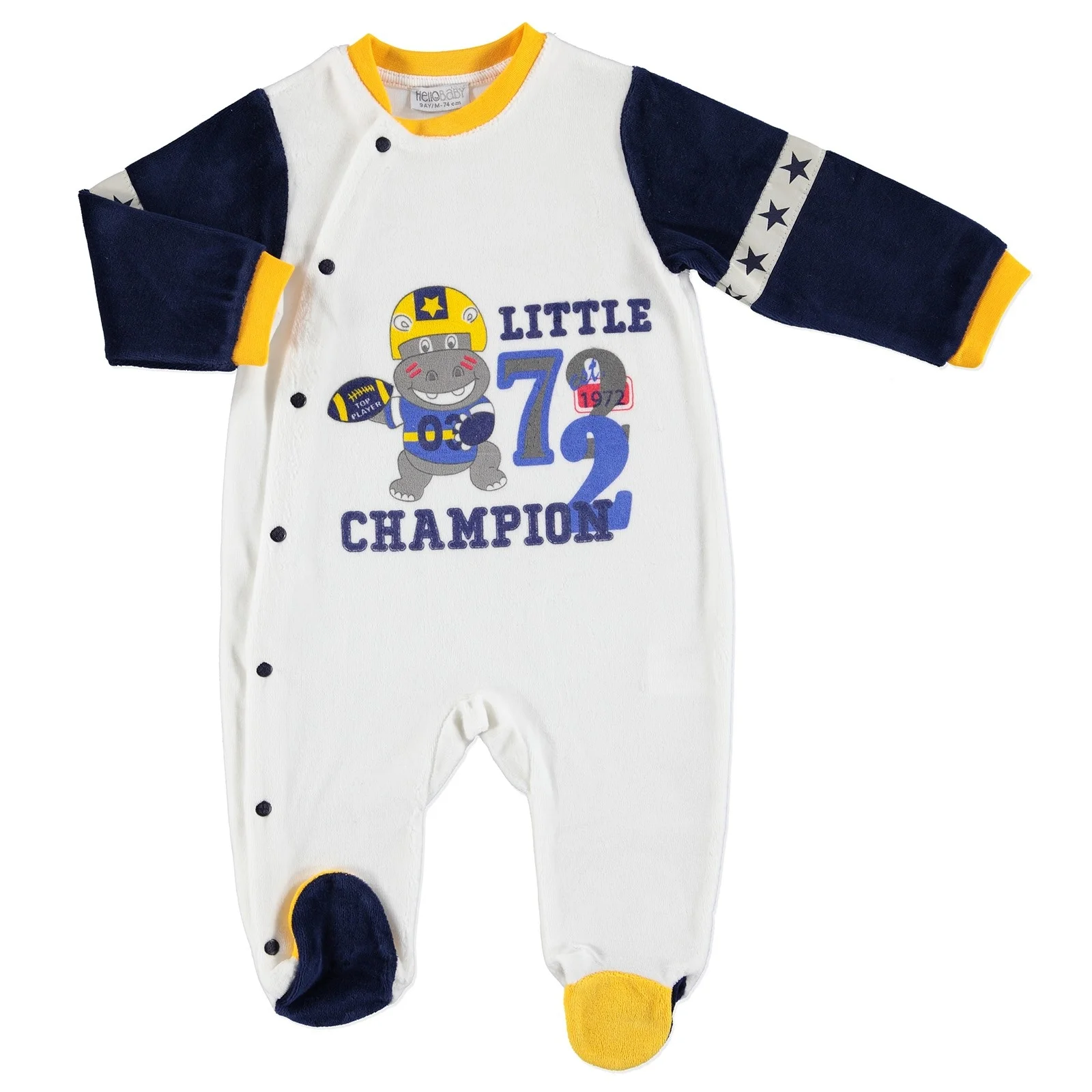 

ebebek HelloBaby Little Champion Baby Velvet Snaps Footed Romper