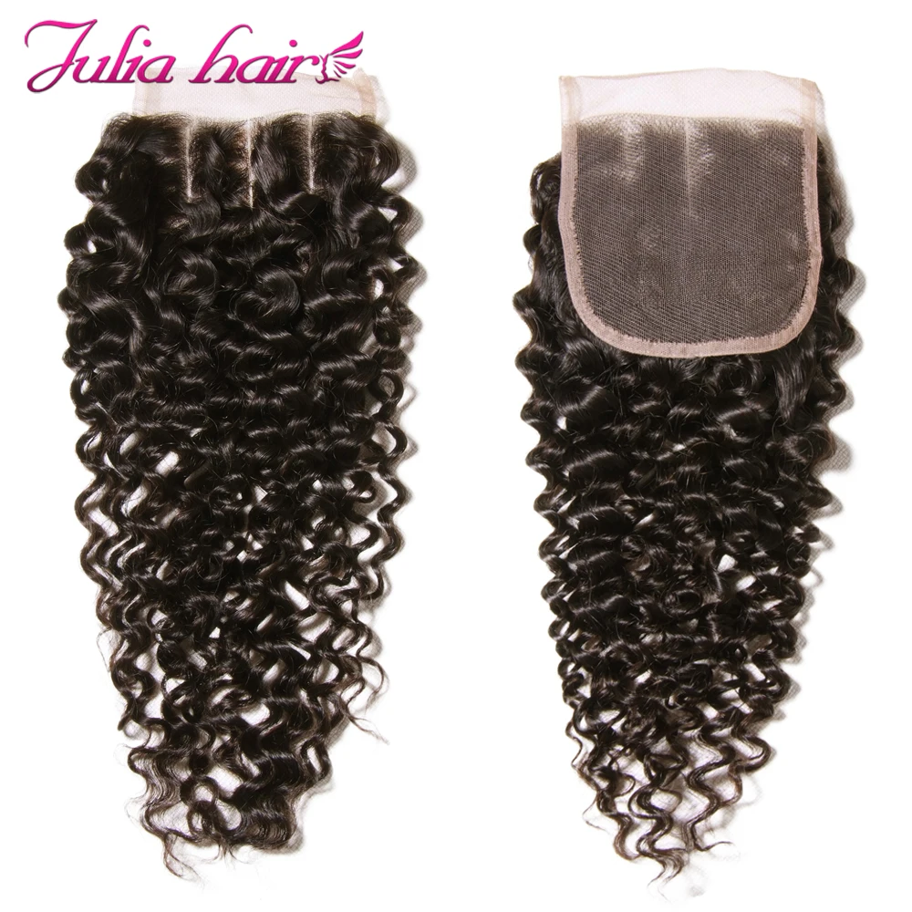Ali Julia Malaysian Curly Lace Closure Free MiddleThree Part 150% Density Natural Color Remy Human Hair 10 inches to 20 inches (10)