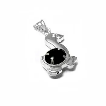 

Pendant Silver Law 24mm 925m. Duck black stone [AB3865]