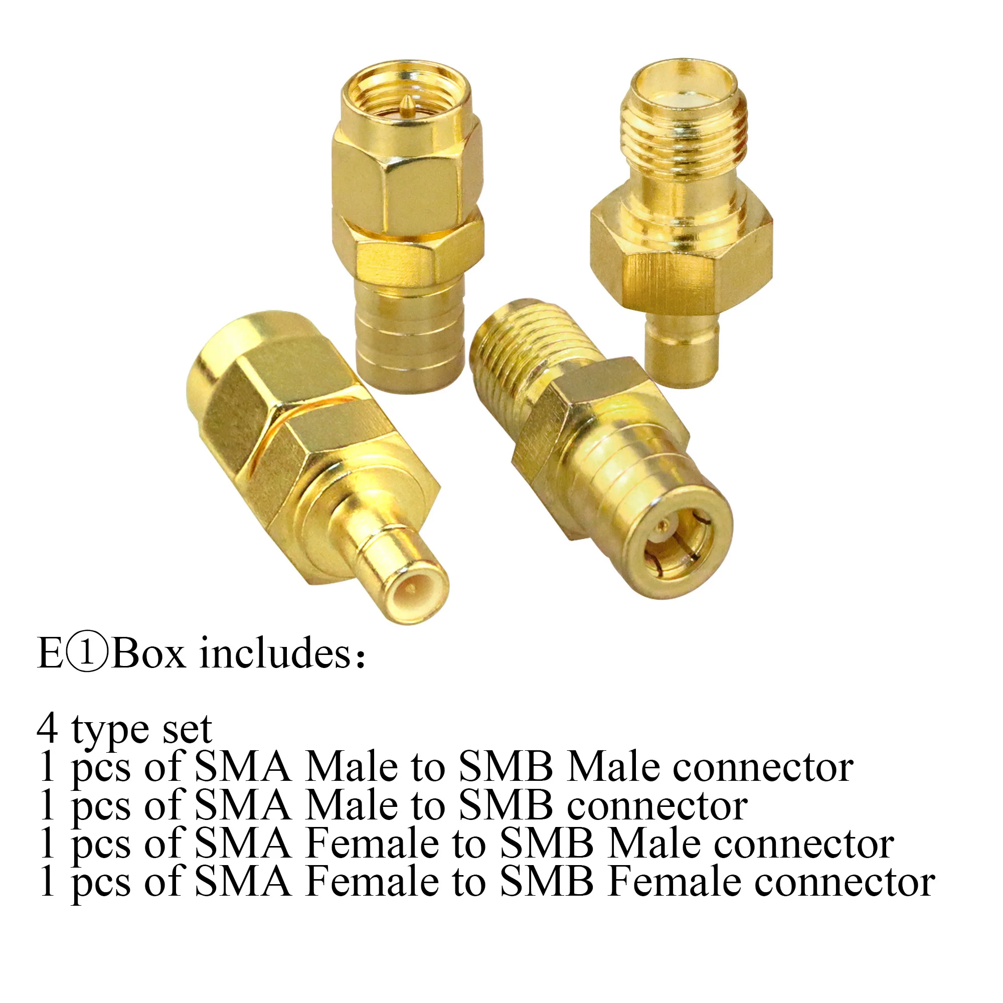 Lot/4pc 2pcs.lot  SMA SMB Connector Kit Antenna Coax Adapter SMB to SMA Male to Female RF Coaxial Connector Kits