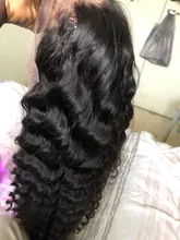 Luvin-Peluca de cabello humano rizado con malla Frontal para mujer, postizo de 30 a 40 pulgadas de densidad 180, sin pegamento, color agua, color negro, brasileña, desplumada