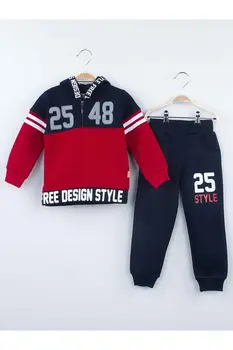 

Red Winter Male Child Hooded Tracksuit Set