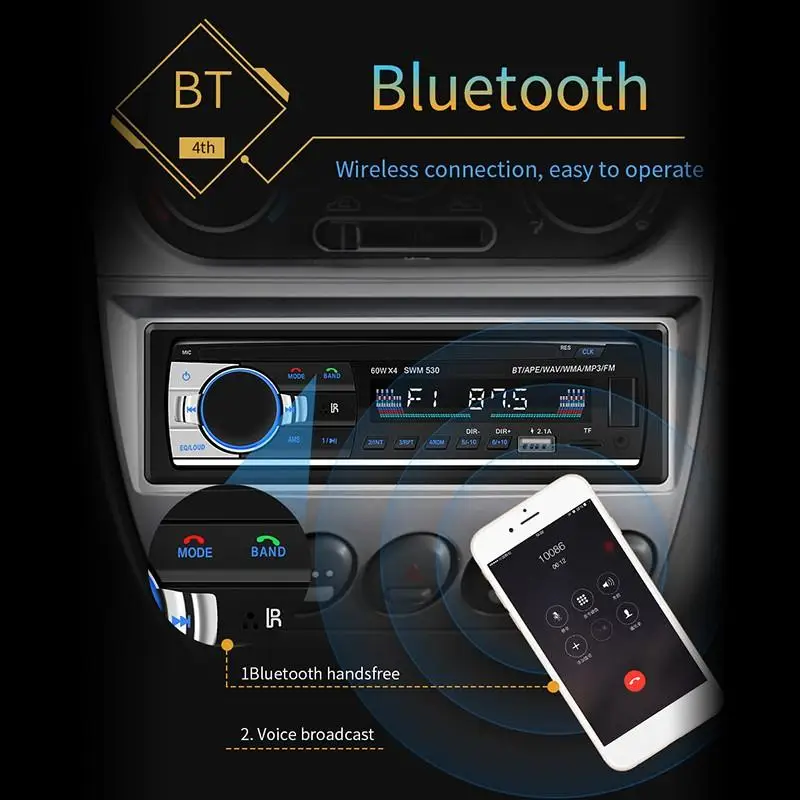 1 Din Bluetooth Авторадио автомобиля стерео радио FM Aux вход приемник TF USB 12 В в-тире автомобиля MP3 мультимедийный плеер 1Din