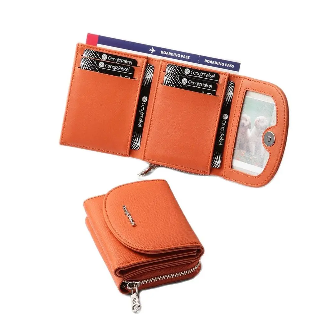 Оранжевый женский кошелек Cengiz Pakel 65258A маленький размер удобный эстетичный дизайн