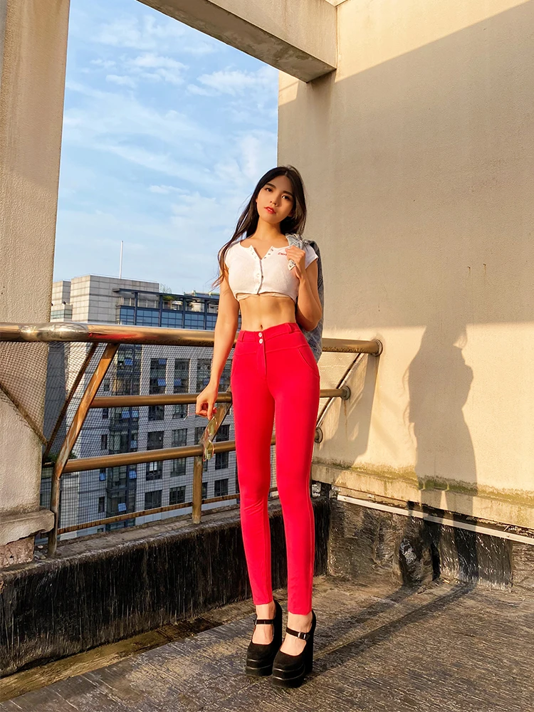 Shascullfites Melody Mid Rise Leggings Red Workout Leggings