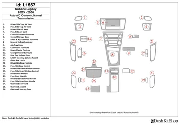 

Interior trim for Subaru Legacy 2005-2006. Set L1557.