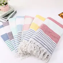 Банные полотенца для взрослых хлопок турецкий простой полосатый узор бахромой пляжное полотенце окрашенное жаккардовое полотенце банное полотенце 100X180(10 шт