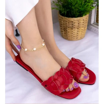 

Anto Red Skin Slippers. Shoe, sandal, heel, slipper, van, chaussure, money, platform, espadrilles, sandles, air-cushion, flip