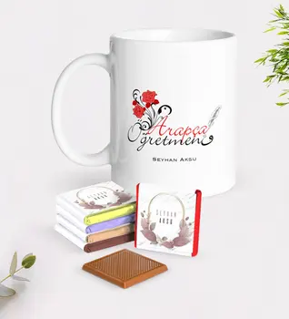 

Personalized Arabic Teacher White Mug and Chocolate Gift Seti-1