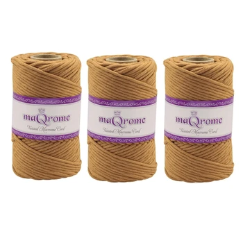 

MaQrome Macrame Cord Single Twisted Yarn 3 mm 3 Pieces Mustard
