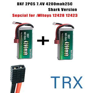 2 шт. DXF RC Lipo батарея 2s 7,4 V 2700mAh 4200mah 20C Max 40C для Wltoys 12428 feiyue 03 JJRC Q39 Запчасти для обновления - Цвет: 2PCS 4200mah TRX