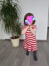 Vestidos familiares a juego para madre e hija, a rayas, de manga corta, a juego, 2020