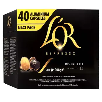 

Ristretto L'OR, 40 Capsules Maxi Pack compatible Nespresso®