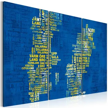 

Picture-map of Sweden (blue background light): Triptych-60x40 cm