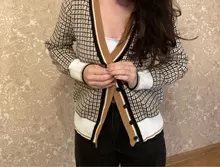 Oversize Cardigans Sweaters Checkered Plaid Colorfaith Fashionable Womens Spring Knitting