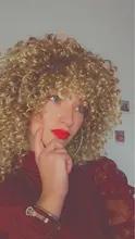 Curly Wig Short-Wig Bangs Afro Kinky Brown Synthetic Black-Women 14inches with Glorious