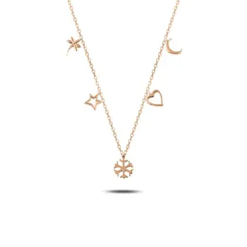 

Angemiel 925 Silver Dangle Necklace-Rose Gold Plated