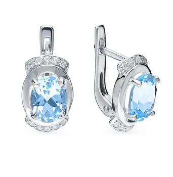 

Silver earrings with Topaz and cubic zirconia sunlight sample 925 test