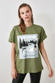 

Trendyol Printed Boyfriend Knitted T-Shirt TWOSS20TS0265