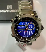 NAVIFORCE-reloj de pulsera militar para hombre de acero, cronógrafo de acero, cronógrafo para hombre, resistente al agua, pantalla dual