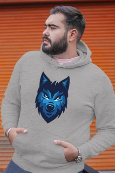 

Angemiel Wear Blue Wolf Gray Men 'S Hooded Sweatshirt