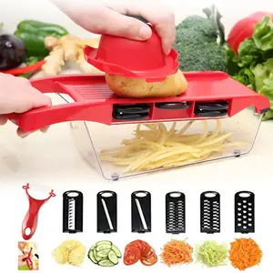 LMF GoBuddy,6-in-1 Mandoline Slicer for Kitchen, Cheese Grater, Vegetable Spiralizer and Veggie Slicer for Cooking & Meal Prep,prep Deck, Food