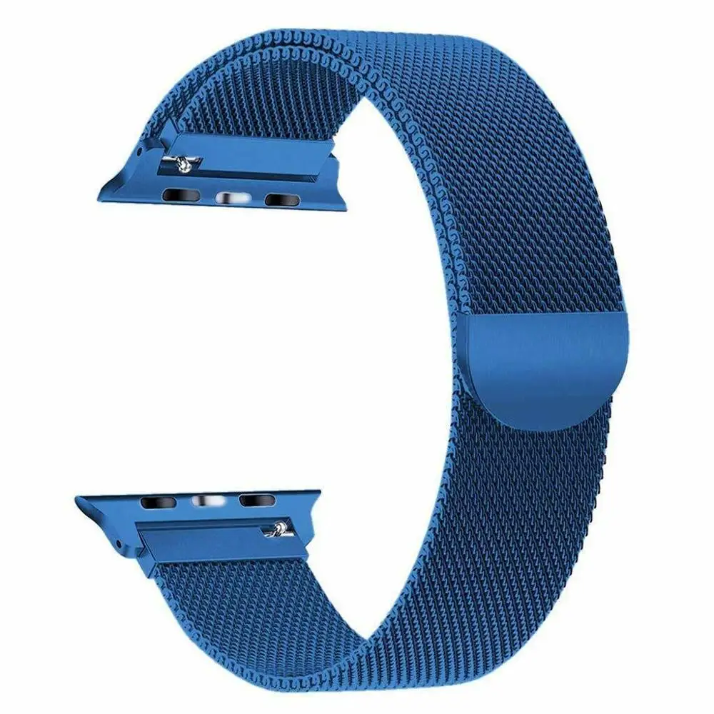 Синий Apple watch Series 5 4 3 2 1 Миланский Магнитный Роскошный ремешок из нержавеющей петли, совместимый с iWatch 38 мм 40 мм 42 мм 44 мм - Цвет: Синий