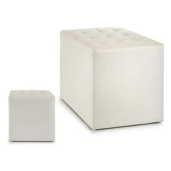 

Pouffe White Leather (45 x 45 x 45 cm)
