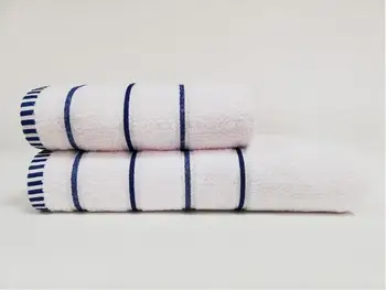 

Line Dual Cotton Bath Towel Set Blue White