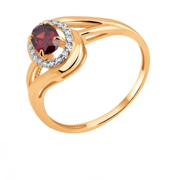 

Gold ring with cubic zirconia and Garnet sunlight