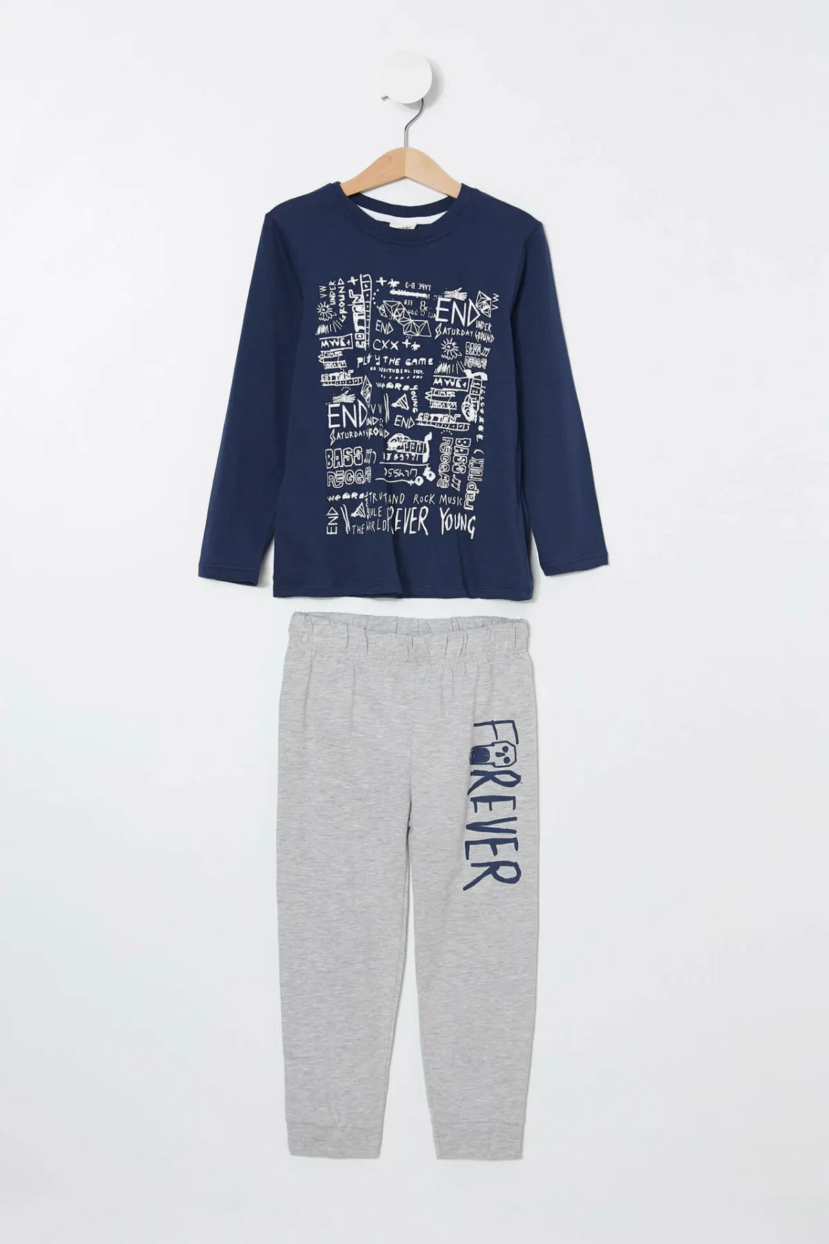 DeFacto/Модный пуловер с круглым вырезом для мальчиков; комплекты со штанами; Детский Повседневный свитер с принтом; наборы спортивной одежды; Autumn-L0606A619SM для мальчиков