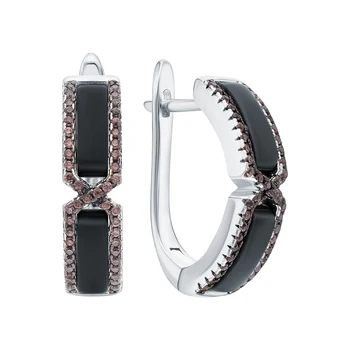 

Silver earrings with ceramics and cubic zirconia sunlight sample 925