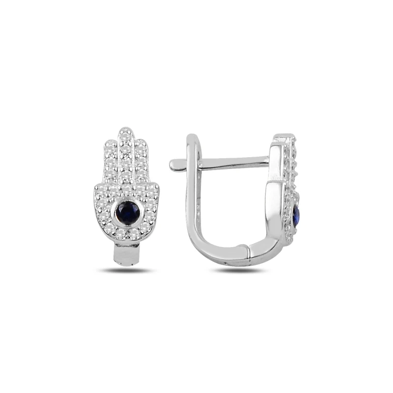 

Silver 925 Sterling Zircon Cubic Zirconia Fatma Master Hand J Earrings
