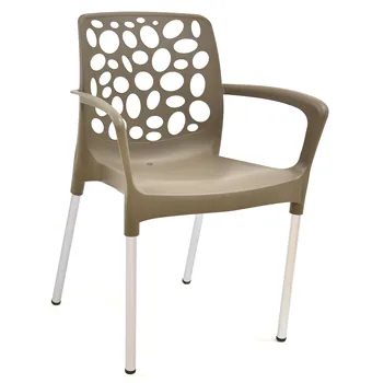 

Armchair ALLEGRA, aluminum, stackable, polypropylene taupe