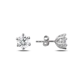 

Angemiel 925 Silver 6mm Zircon Cubic Zirconia Solitaire Earrings-Rhodium Plated