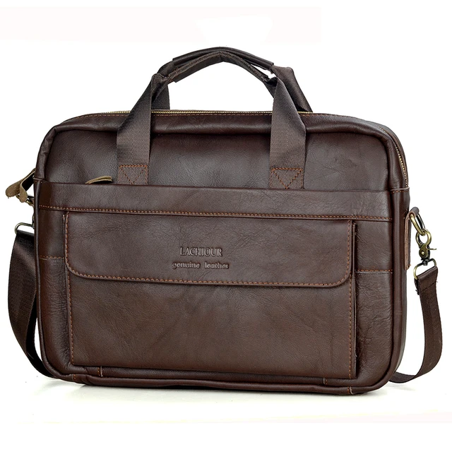 Men Genuine Leather Handbags Casual Leather Laptop Bags Male Business Travel Messenger Bags Men's Crossbody Shoulder Bag Light Coffee 28