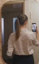 Casual Women Blouse Tops Collar Long-Sleeve Office-Work Printed Polka-Dot Fashion Ladies