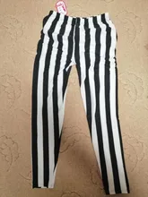 YSDNCHI Black White Pants Striped Elastic Trousers Print Fitness Leggings For Women Sporting