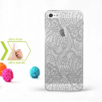 

Personalized iPhone 5-5S Slim Clear Silicone Phone Cover (Lace Temalı-3)