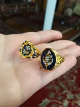 Anillo de flores esmaltado en azul y tinta chapada en oro Vintage, anillos de Signet grabados de diseño Simple para hombre, joyería gótica Punk para fiesta