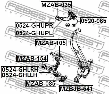 Lever MAZDA 6 07-lane pods. the bottom. right.(part sho) FEBEST 0524-GH