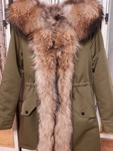 BLUENESSFAIR-Chaqueta larga impermeable de invierno para mujer, abrigo de piel de zorro y mapache Natural, ropa de calle extraíble, 2020