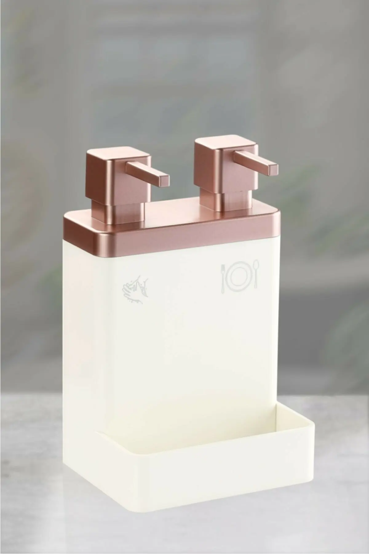 Double Liquid Soap Dispenser Detergent Dispenser Acrylic Dish Sponge Holder Kitchen Bathroom Accessories Washing Refillable