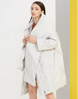 

Obrix Winter Duck Down Filler Female Jacket Long Casual Style Wide Waisted Warm Loose Full Sleeve Parka For Women