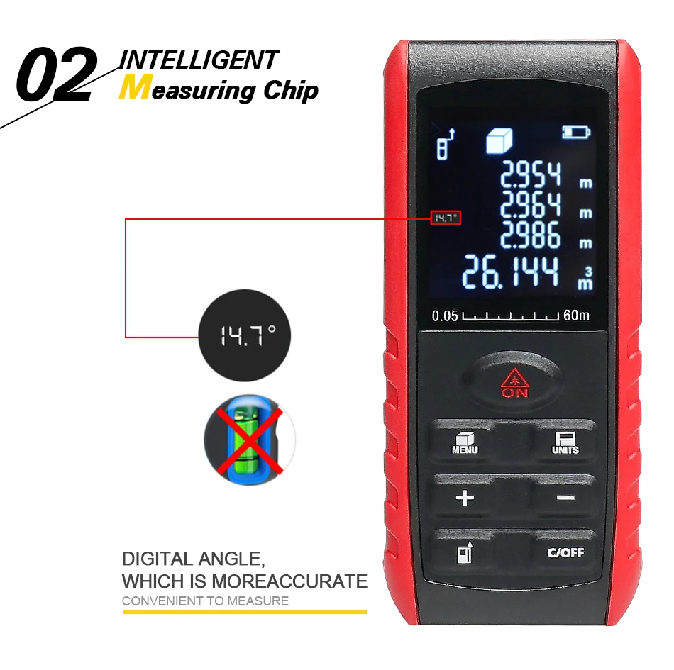 Heipoe E80 E100 E120 Rangfinder Measure Area, Volume, Angle 80M 100M 120M Portab
