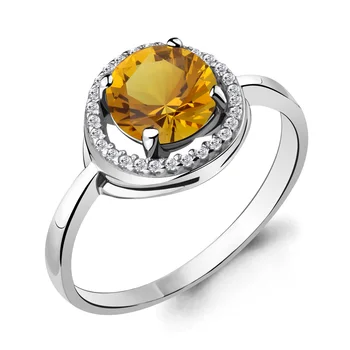 

Silver ring with citrine and cubic zirconia