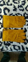 Un par/conjunto de guantes de soldadura de cuero amarillo resistente al fuego para soldadura de Metal herramientas de mano